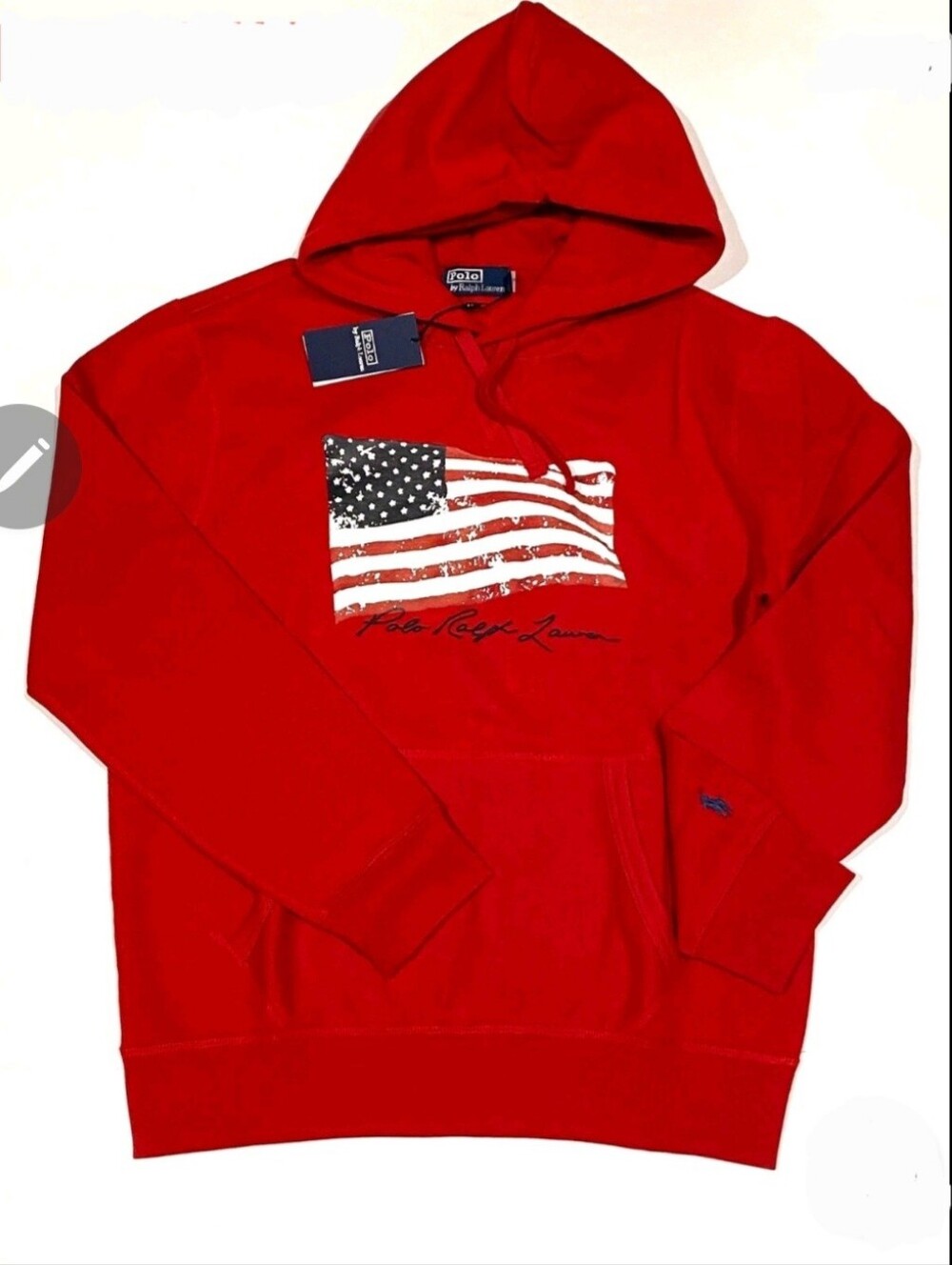 Men's Red Polo Ralph Lauren Hoodie With American Flag